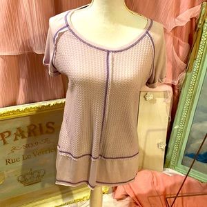 She & Sky light purple cap sleeve waffle